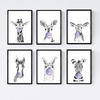 POSTER Set Mit 6 Tiere Babys Mit Kaugummi Hirsch Elefant Zorro Bär Hund Schweinefleisch - Klar, Papier (29/3cm) - Nacnic