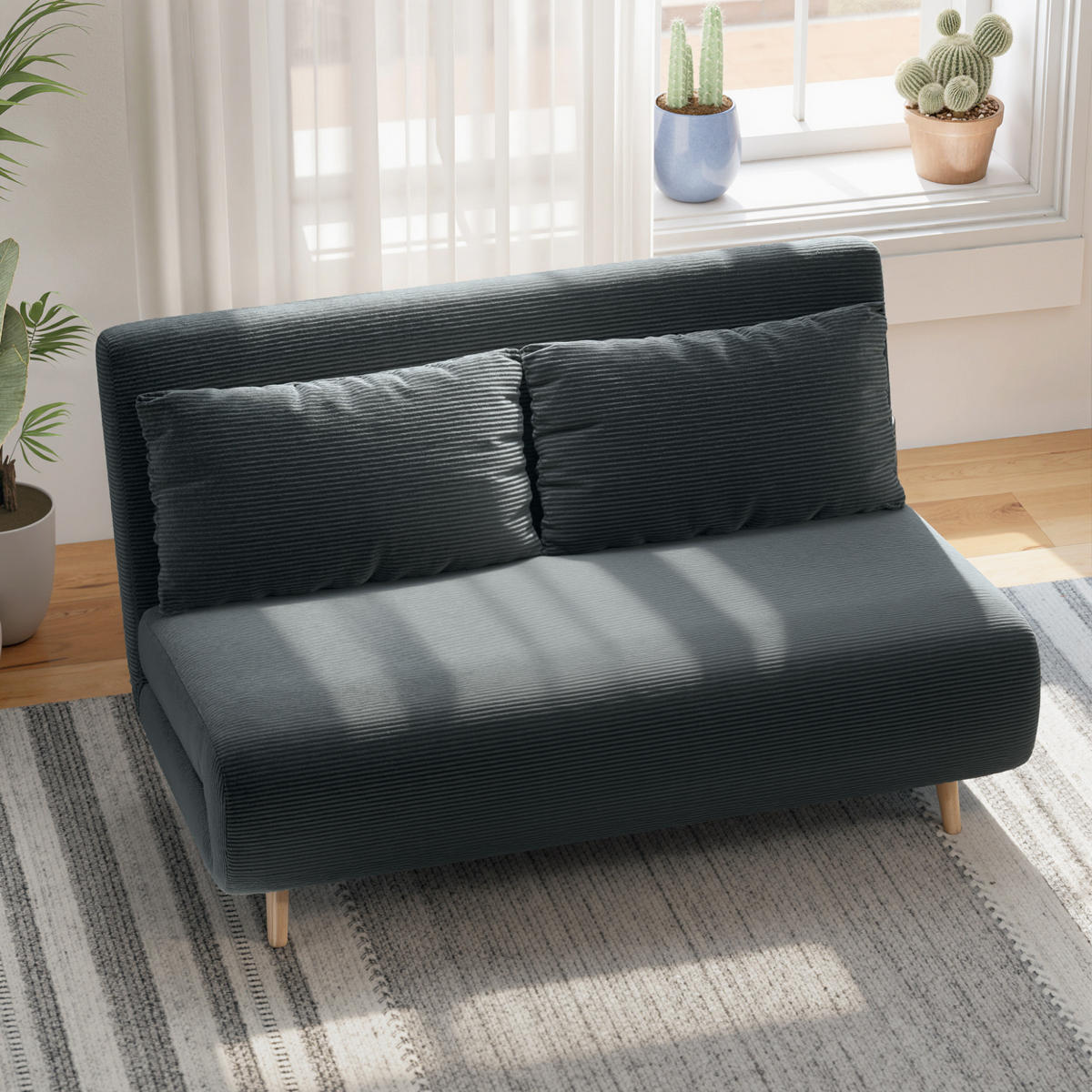 2-SITZER Schlafsofa Dunkelgrau 141.0/90.0/81.0 cm - Dunkelgrau, Textil (90/81/141cm)