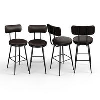 BARHOCKER 4er Set Metallgestell Kunstleder Rückenlehne Fußstütze 65 cm schwarz - Schwarz, Holz (38/85.5/38cm) - Fortuna Lai