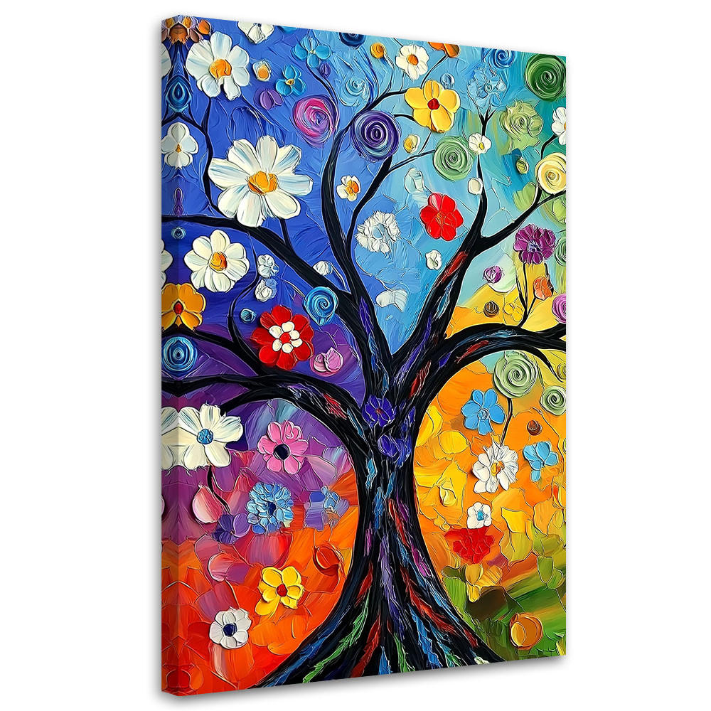 LEINWANDBILD Bunter Baum des Lebens 40x60cm - Multicolor, Textil (40/60cm) - Feeby