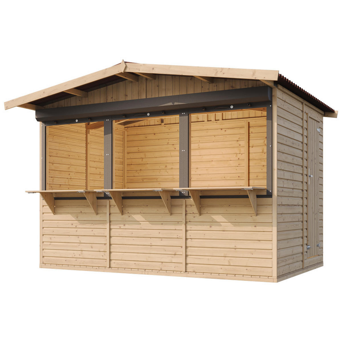 MARKTBUDE Holz M150AZ Gartenhaus- 263 x 336 cm / 6 m² - Beige, Holz (336/232/263cm) - Timbela