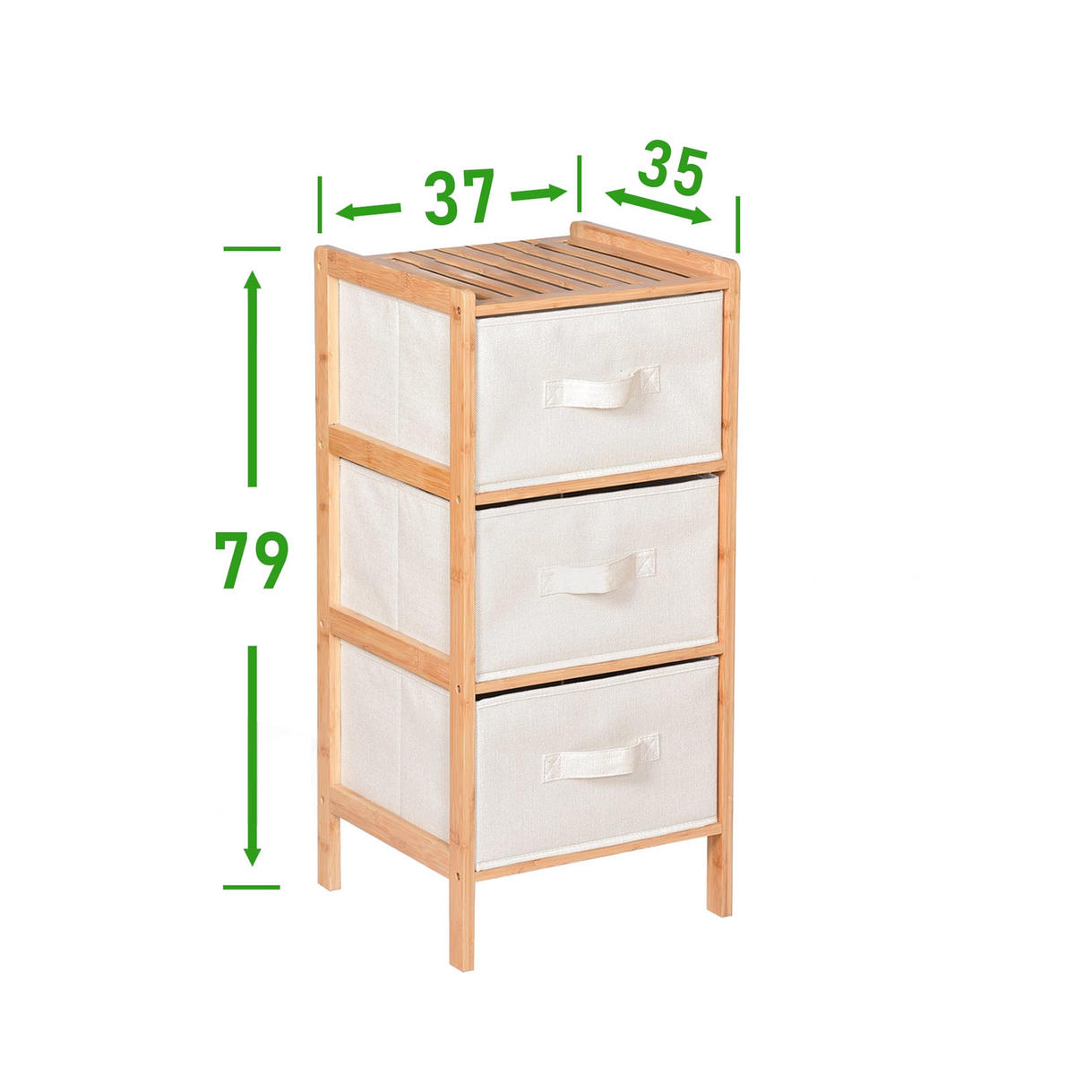 BADEZIMMERSCHRANK Bambus Stoff Beige Natur 37/35/79 cm - Naturfarben, Holz/Textil (37/79/35cm) - Begryf