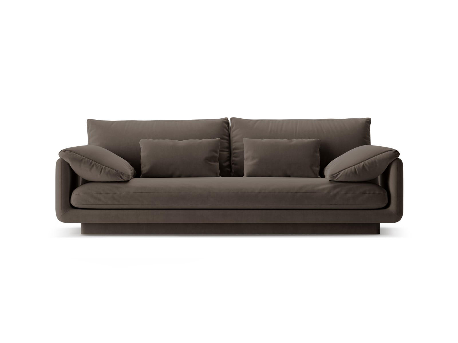 SOFA Torino aus Samt ebenholz 3 Sitzplätze - Graubraun, Textil (103/83/220cm) - Micadoni