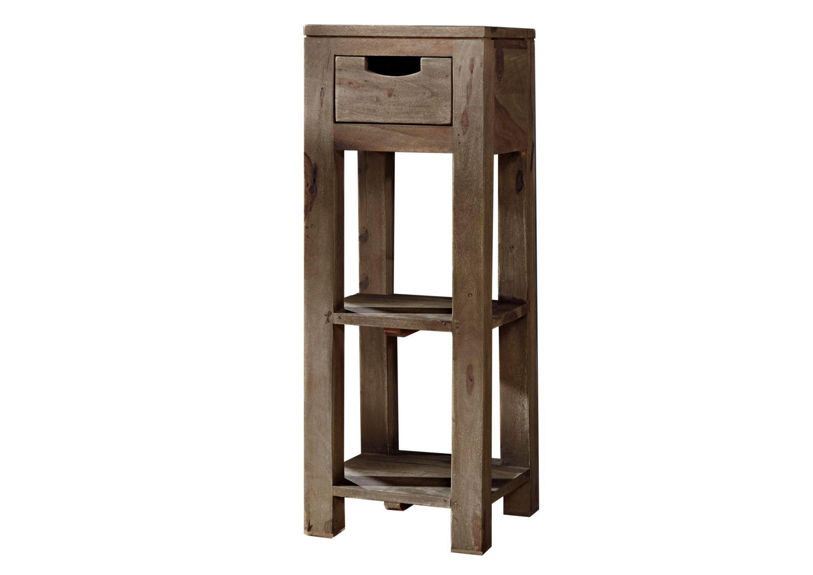 BEISTELLTISCH Sheesham 29x29x80 grau geölt NATURE GREY #32 - Grau, Holz (29/29/80cm) - Massivmoebel24