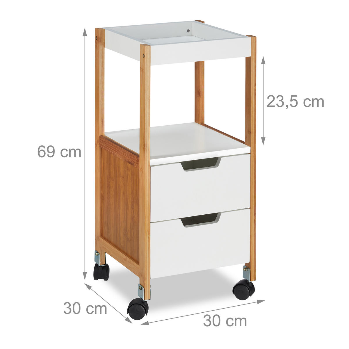 ROLLWAGEN - Multicolor, Holz/Holzwerkstoff (30/69/30cm) - Relaxdays