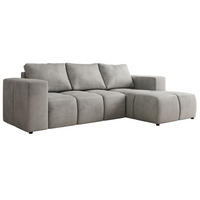 ROHOVÁ SEDAČKA MONIVA L - Světle šedá Samet - Pravá Strana - černá/světle šedá, textil/plast (266/164cm) - MKS