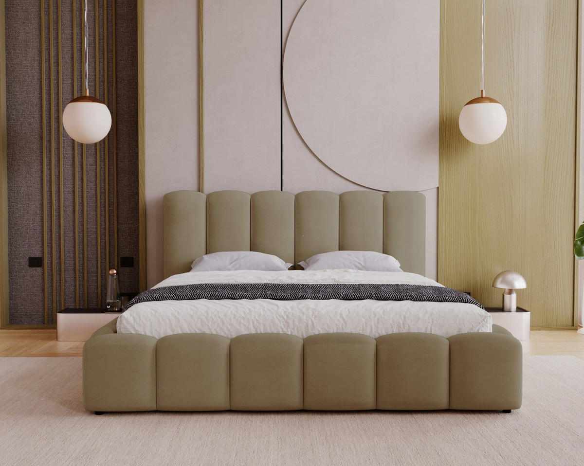 POLSTERBETT 140x200 cm Florent, Bettkasten, Samt, Braun - Braun, Holz/Textil (140/200cm) - Emporius