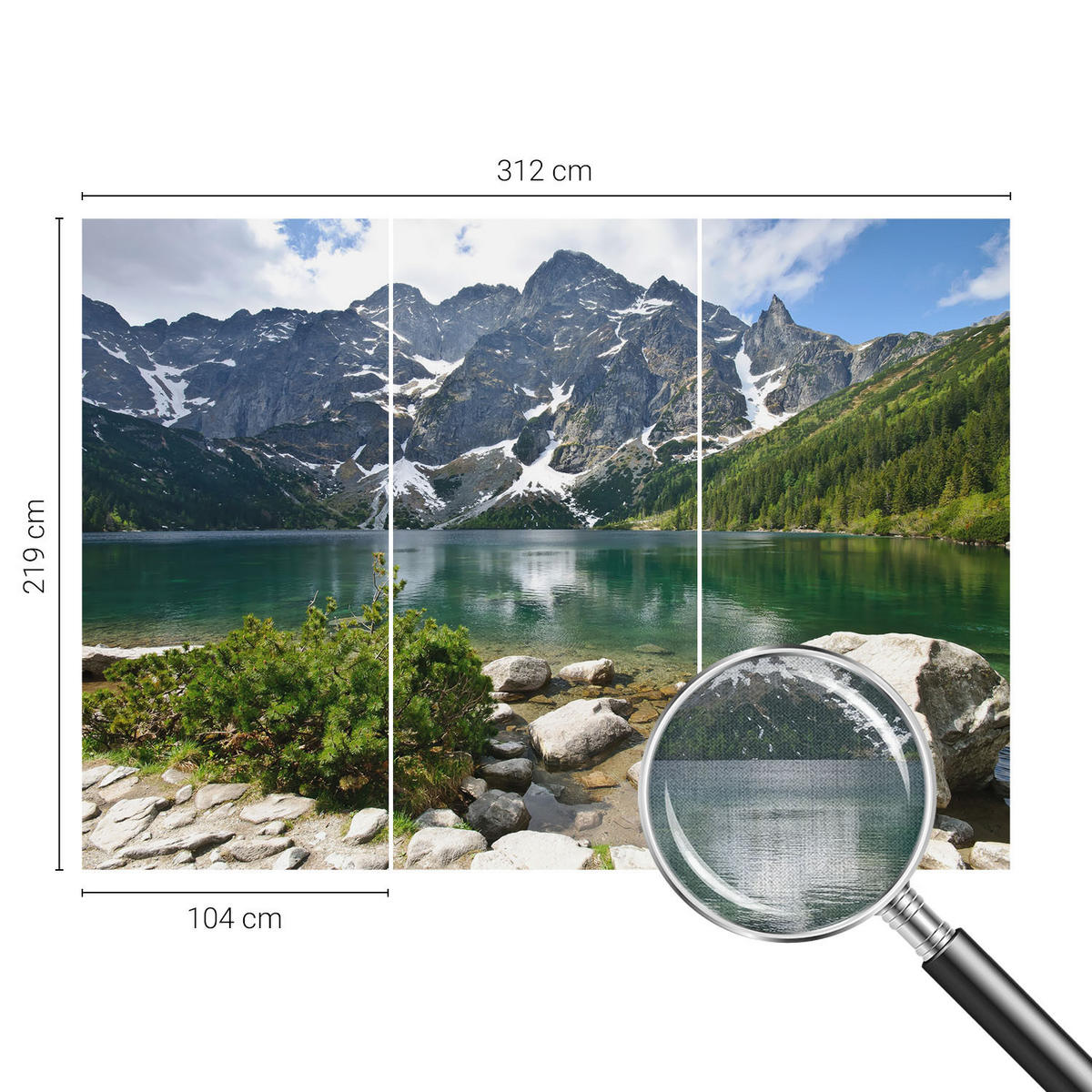FOTOTAPETE 312x219 cm - Bergsee - Grün, Textil (312/219cm) - Wallfluent