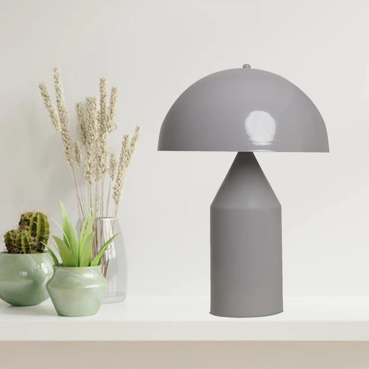 TISCHLEUCHTE Pilzlampen 50/30 - Grau, Metall (50/30/50cm) - Bamyum