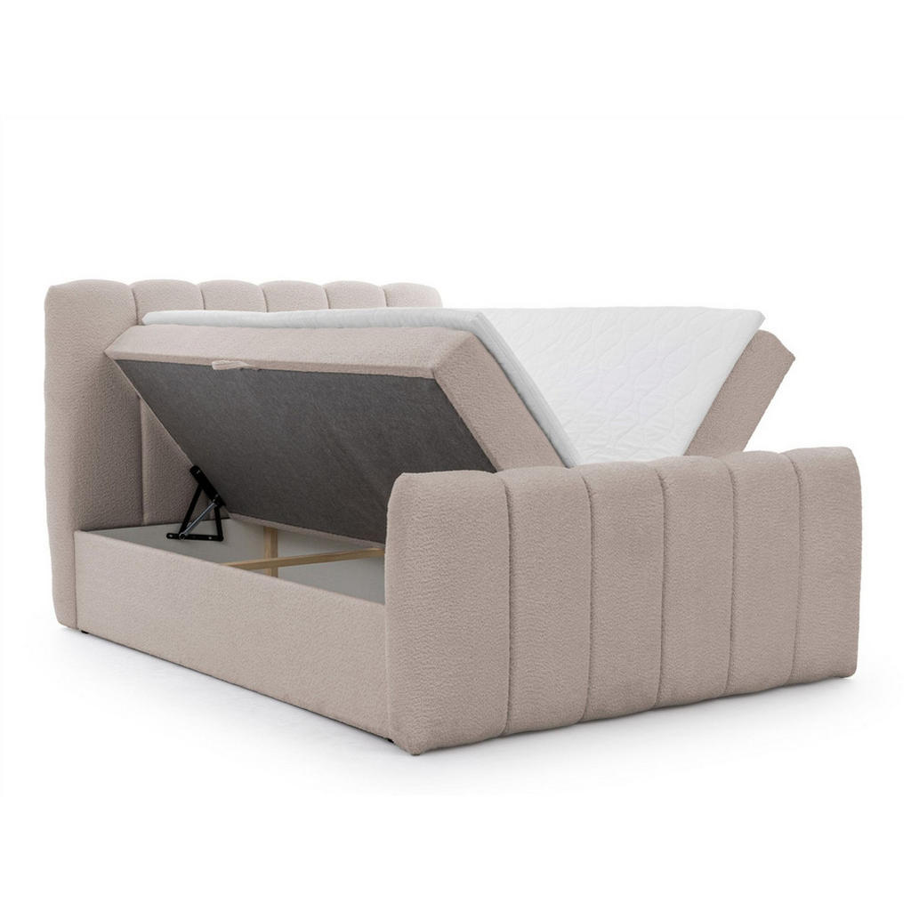 Thumbnail - Fun Möbel Boxbett, Hellgrau, Textil, 180x200 cm, Schlafzimmer, Betten, Boxspringbetten