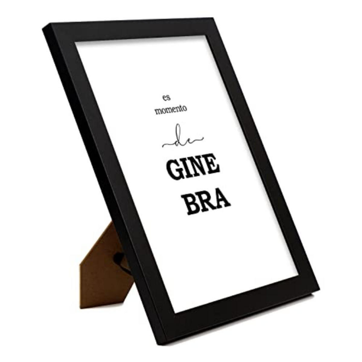 POSTER Set mit 4 Gin TypografieStil A4 Schwarzer Rahmen - Schwarz, Papier (29.7/3cm) - Nacnic