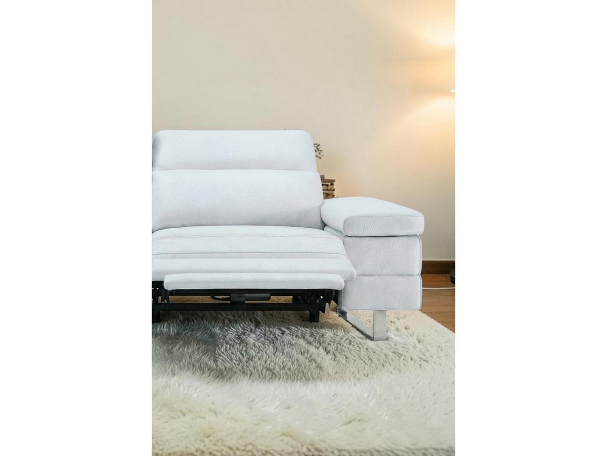 3-SITZER Sofa Virage Echtleder mit 1 x Relaxfunktion Weiß - Weiß, Leder/Metall (212/75/109cm)