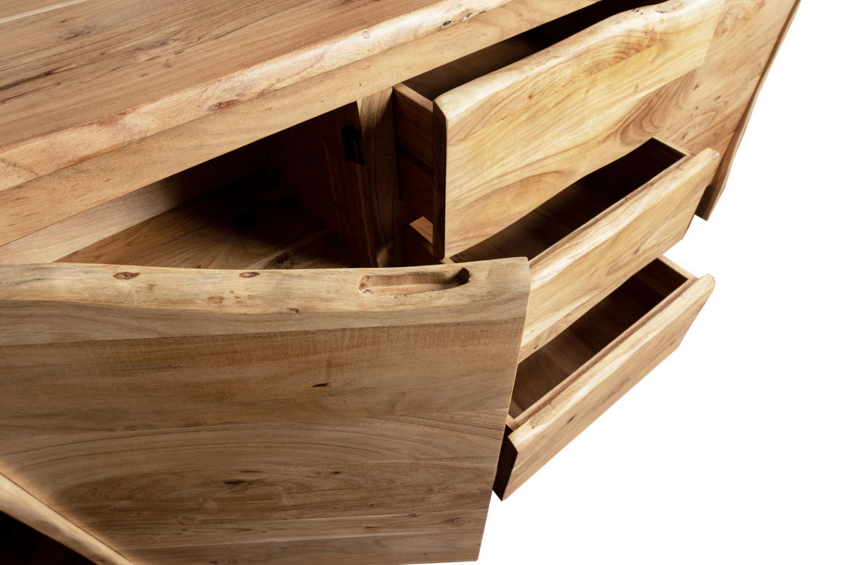 SIDEBOARD DAHLIA - Beige/Naturfarben, Akazienholz/Holz (170/90/45cm) - SAM