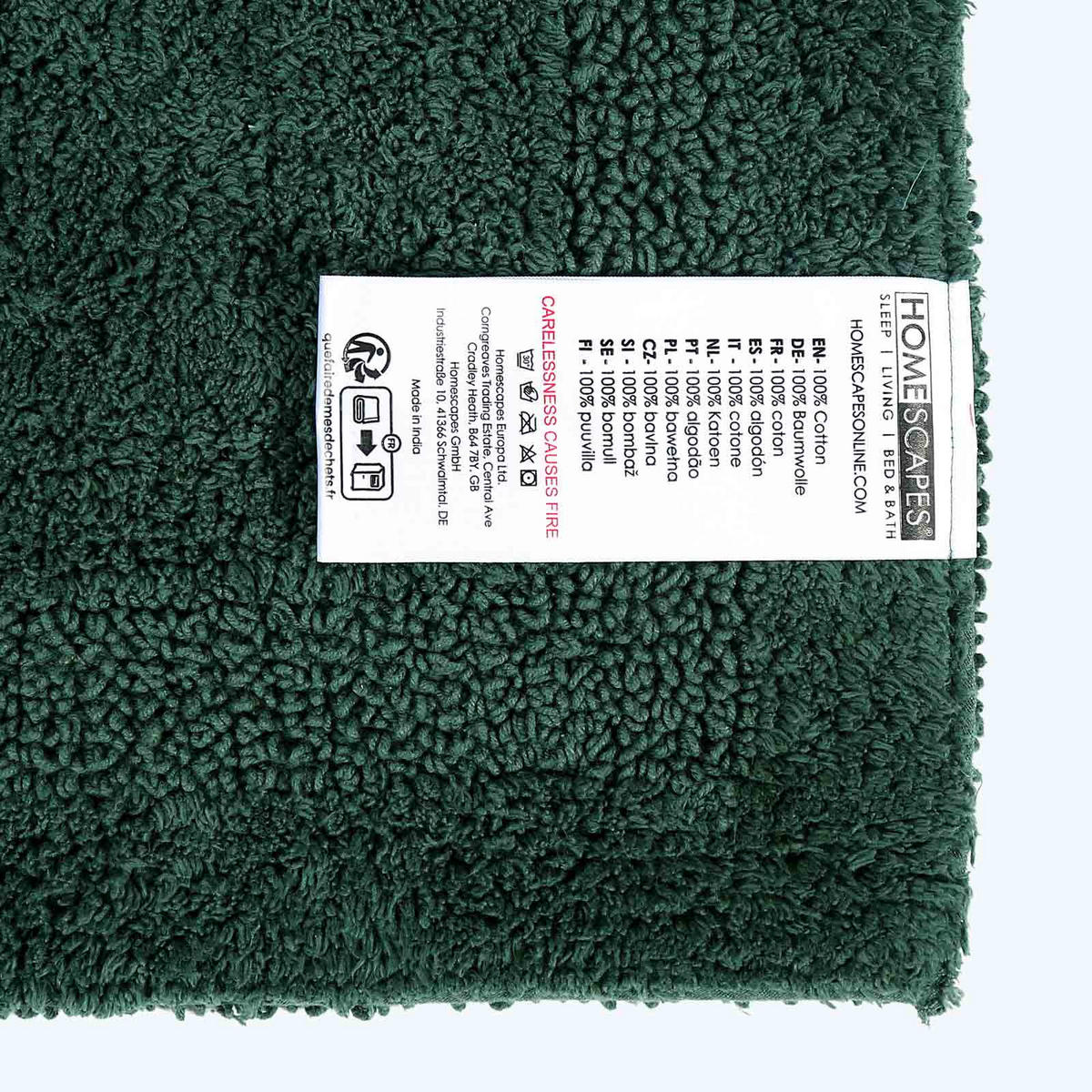 BADEMATTE 40/100 cm, 100% Baumwolle, wendbar - Dunkelgrün, Textil (40/100cm) - Homescapes