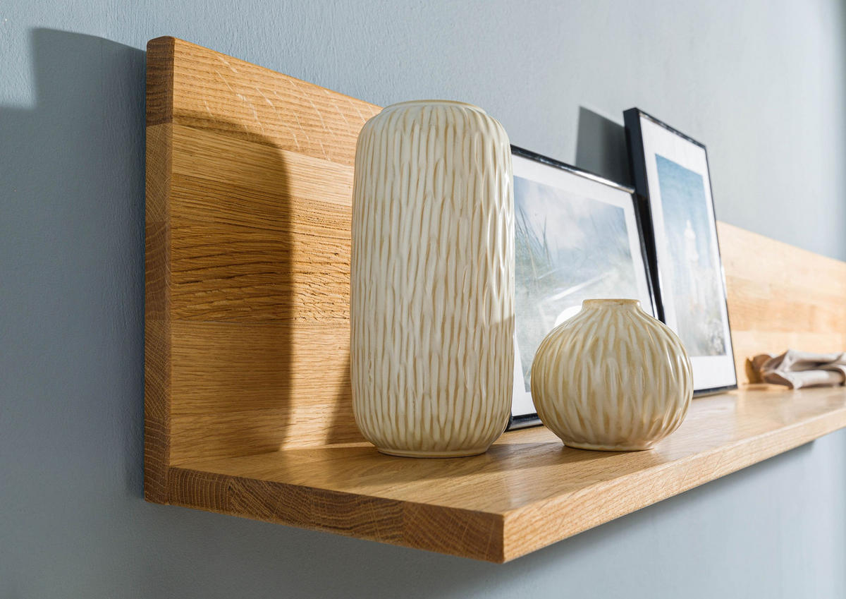WANDREGAL Wildeiche 170x22x24 natur geölt KENT #113 - Naturfarben, Holz (170/24/22cm) - Massivmoebel24