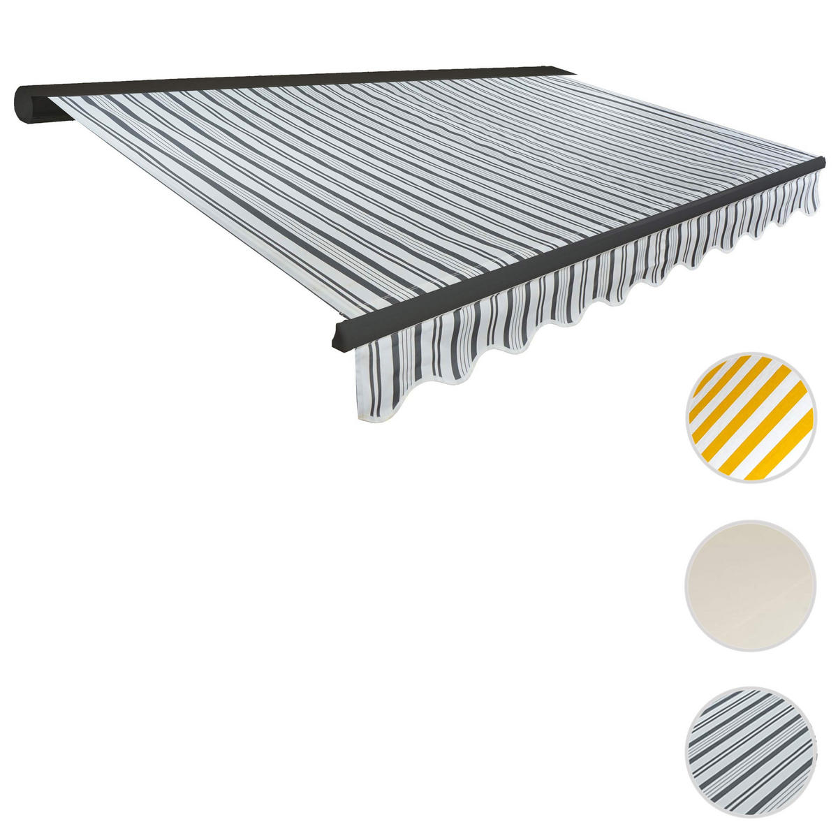 KASSETTEN-MARKISE MIT VOLANT Grau, Weiß, Anthrazit - Anthrazit/Weiß, Textil (400/23/300cm) - MCW