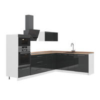 KUHINJA V OBLIKI ČRKE L Fame-Line, Antracit z visokim sijajem/Bela, 287 x 207 cm, DP Hrast - bela/antracit, leseni material (287/153.6/60cm) - Vicco