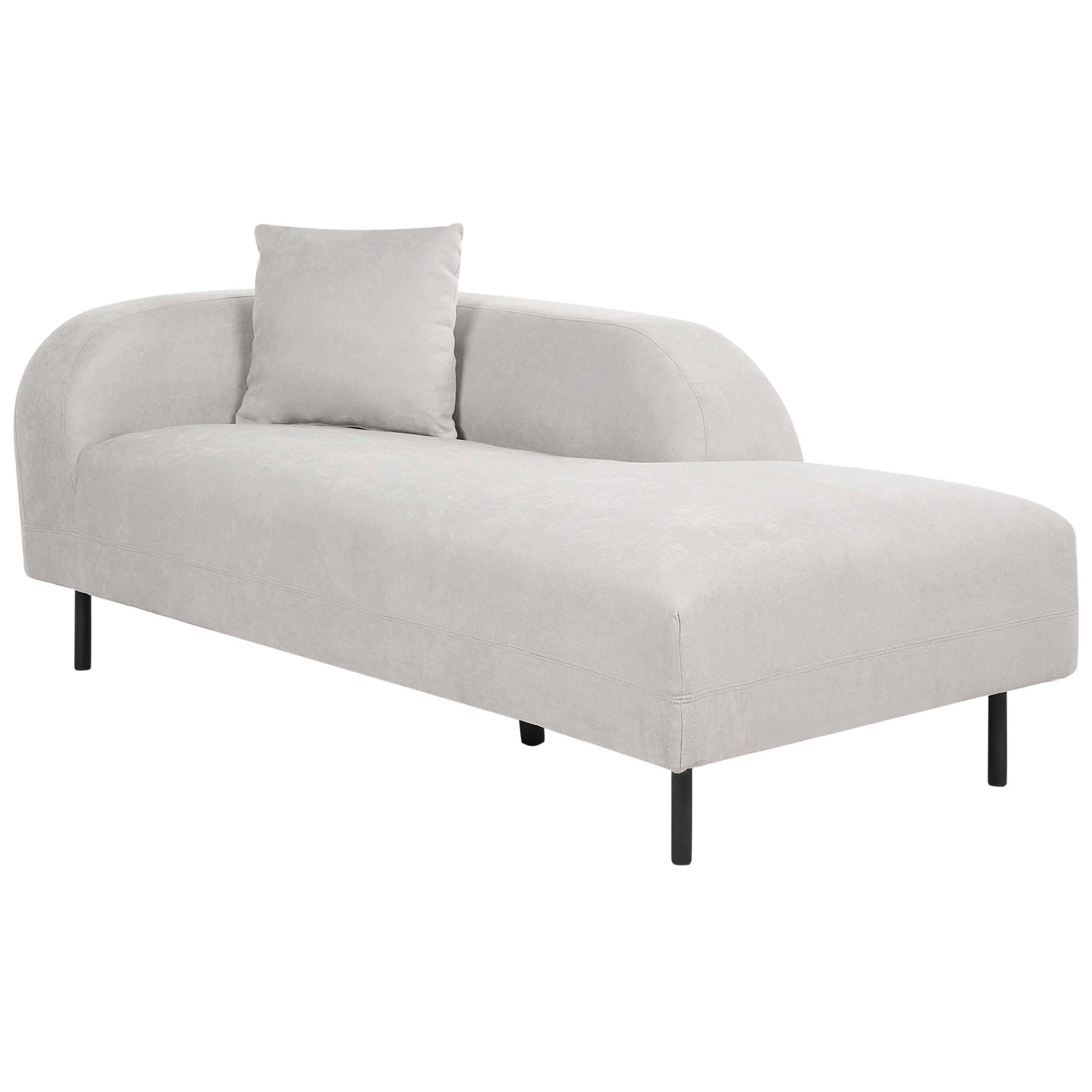 CHAISELONGUE Samtstoff hellgrau linksseitig Le Crau - Schwarz/Grau, Textil (170/65/84cm) - Beliani