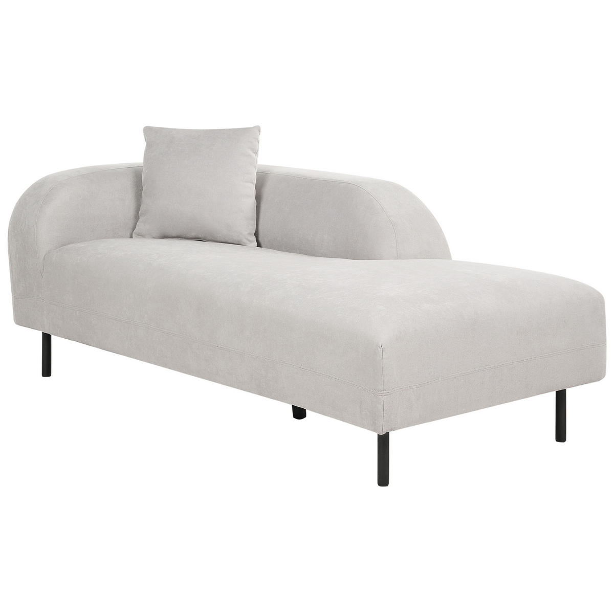 CHAISELONGUE Samtstoff hellgrau linksseitig Le Crau - Schwarz/Grau, Textil (170/65/84cm) - Beliani