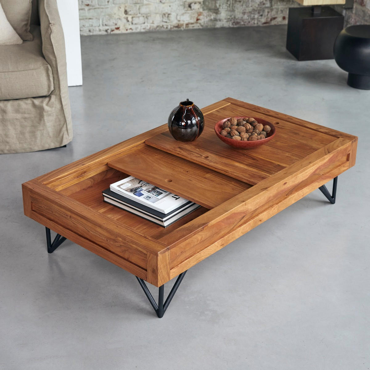 COUCHTISCH Bonnie Dunkelbraun aus Akazie - Dunkelbraun, Holz (68/120/30cm) - Tikamoon