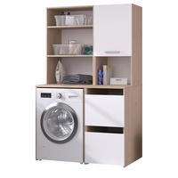 WASCHMASCHINENSCHRANK weiß, Eiche Jackson, Umbauschrank Set 2-teilig 111 cm mit viel Stauraum - Eichefarben/Silberfarben, Holzwerkstoff/Kunststoff (111/184/67cm) - Parisot Meuble