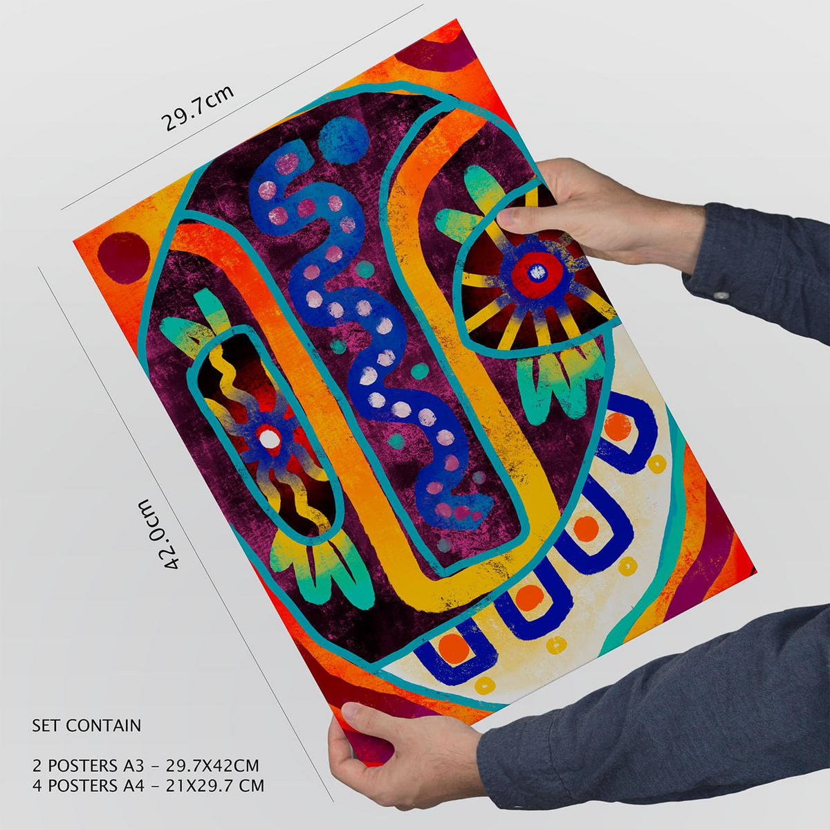 POSTER Set Mit 6 Gotischer Typ In Farbenfrohe Zusammenfassungen A3 & A4 Rahmenlos - Klar, Papier (29/3cm) - Nacnic