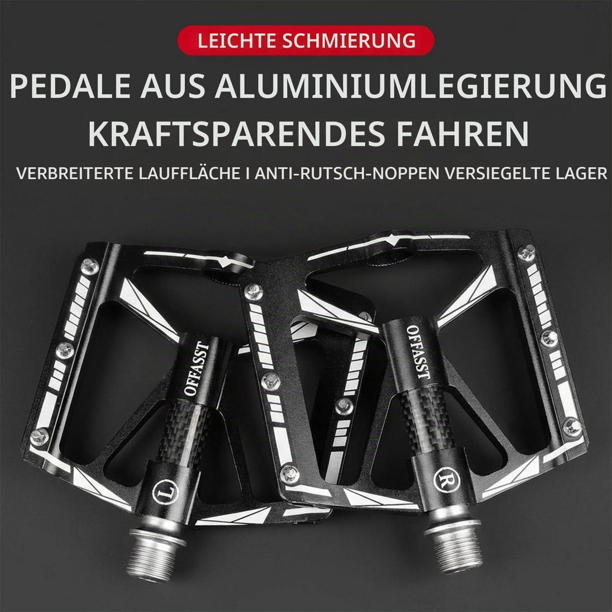 FAHRRADPEDALE Ultraleicht Carbon 283g 3-Lager CNC Aluminium 9/16" MTB Rennrad - Schwarz, Metall (10/2.1/11.1cm)