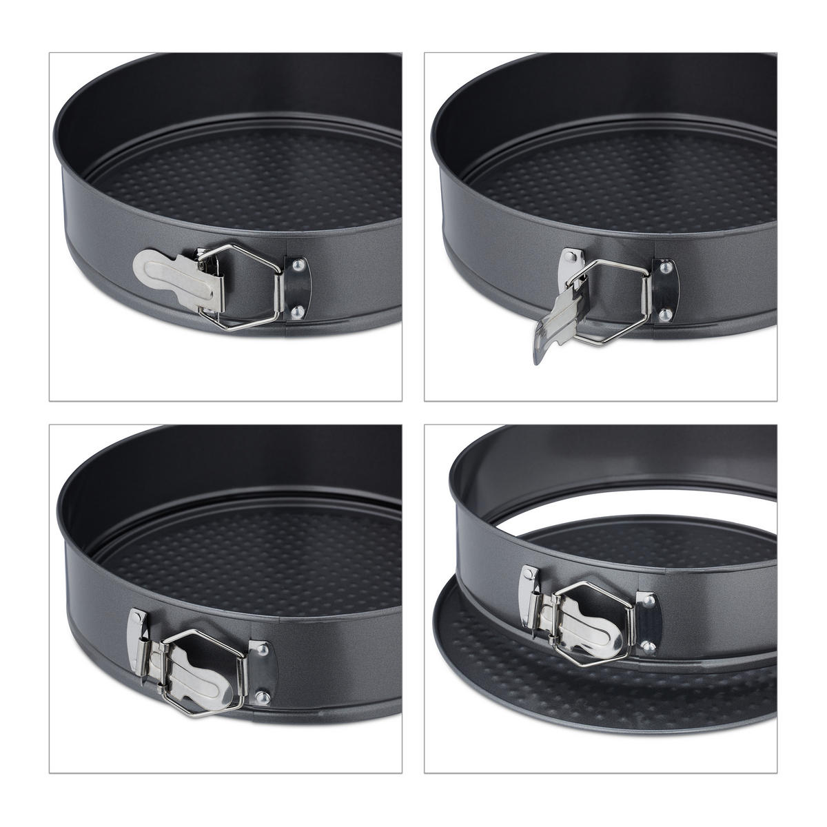 SPRINGFORM Set - Anthrazit, Metall (28/6.5/28cm) - Relaxdays