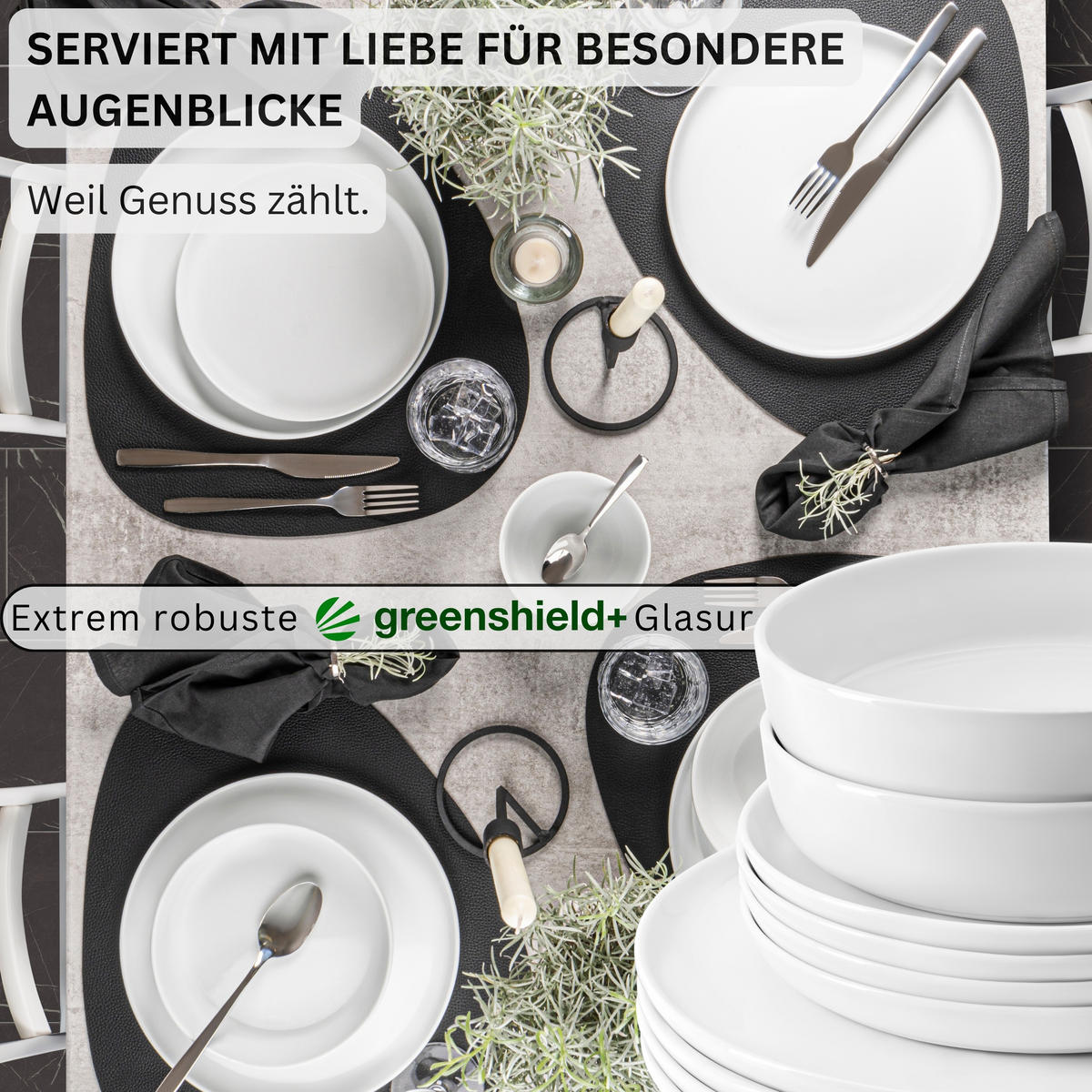 TAFELSERVICE MARLO - 36 teilig aus Porzellan 12 Personen - Weiß, Keramik (50/30/80cm) - Sänger