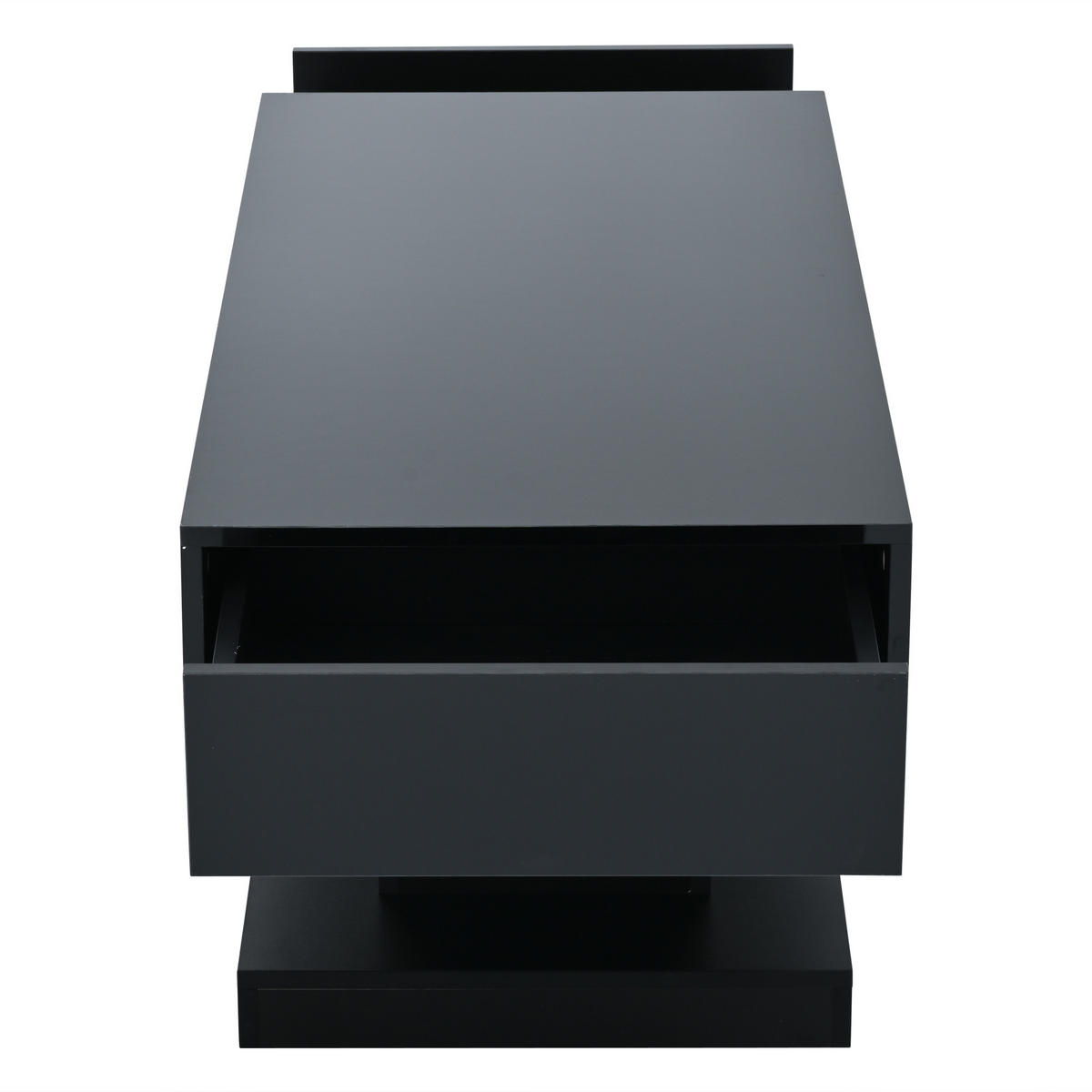 COUCHTISCH 100/50/45 cm Schwarz mit 2 Schubladen und LED-Beleuchtung - Schwarz, Holzwerkstoff (100/50/45cm) - OKWISH