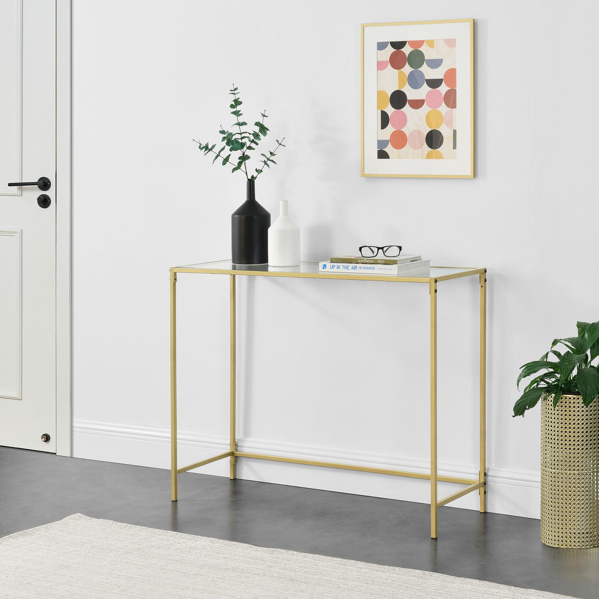 KONSOLENTISCH Alajärvi - Goldfarben, Glas (35/100/80cm) - [en.casa]