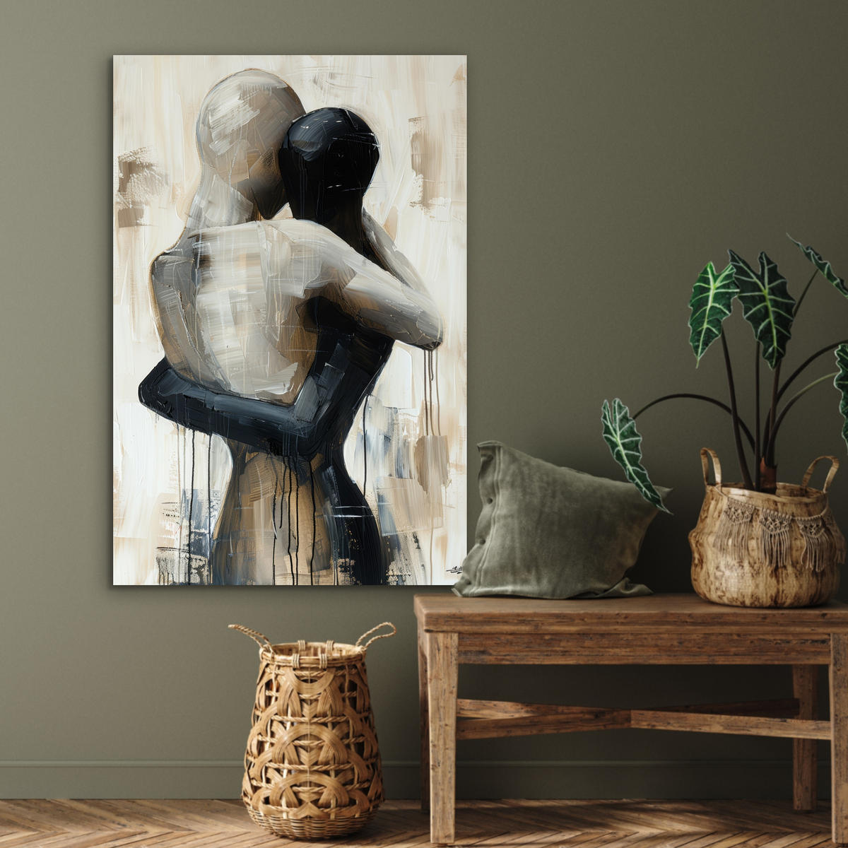 METALLBILD Abstrakt - Liebe - Schwarz und weiß - Modern 60x90 cm - Schwarz, Metall (60/90cm) - MuchoWow