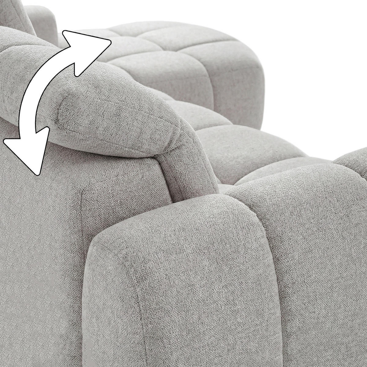 ECKSOFA Sorel Mini mit Automatisch verstellbarer Sitztiefe und Kopfstützen, rechts, Hellbeige - Beige, Textil (275/190cm) - Beautysofa