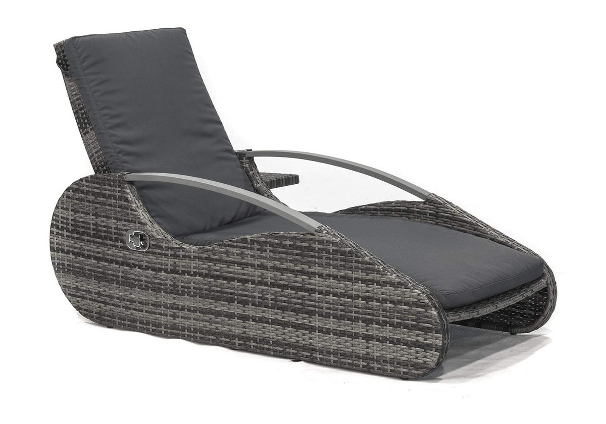 GARTEN-LOUNGER Eva Stahl Schilfgrau Kunststoff Gartenliege Sonnenliege - Grau, Kunststoff (62.5/66.5/194.5cm) - DELUKE