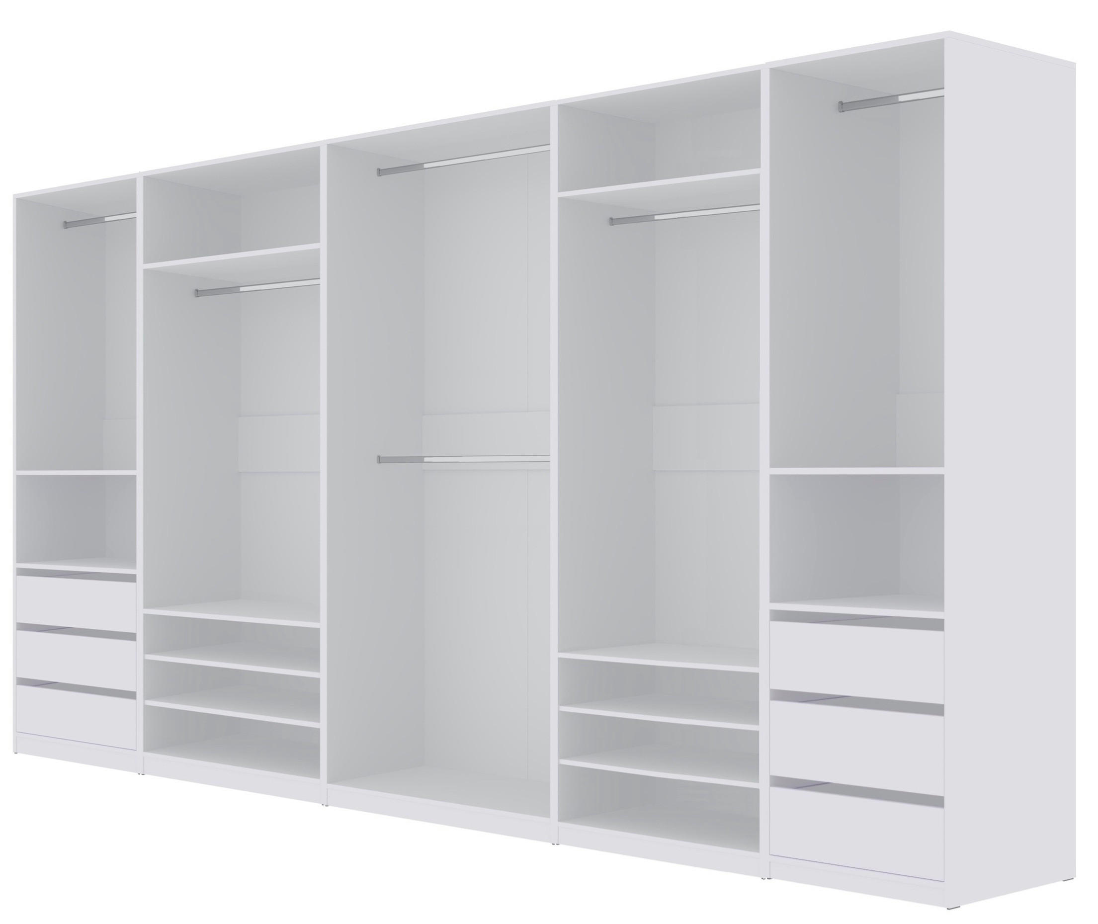 KLEIDERSCHRANK TRES SET S/B Weiß 380/206/51 cm - Weiß, Holzwerkstoff (380/206/51cm) - Marmex Möbel