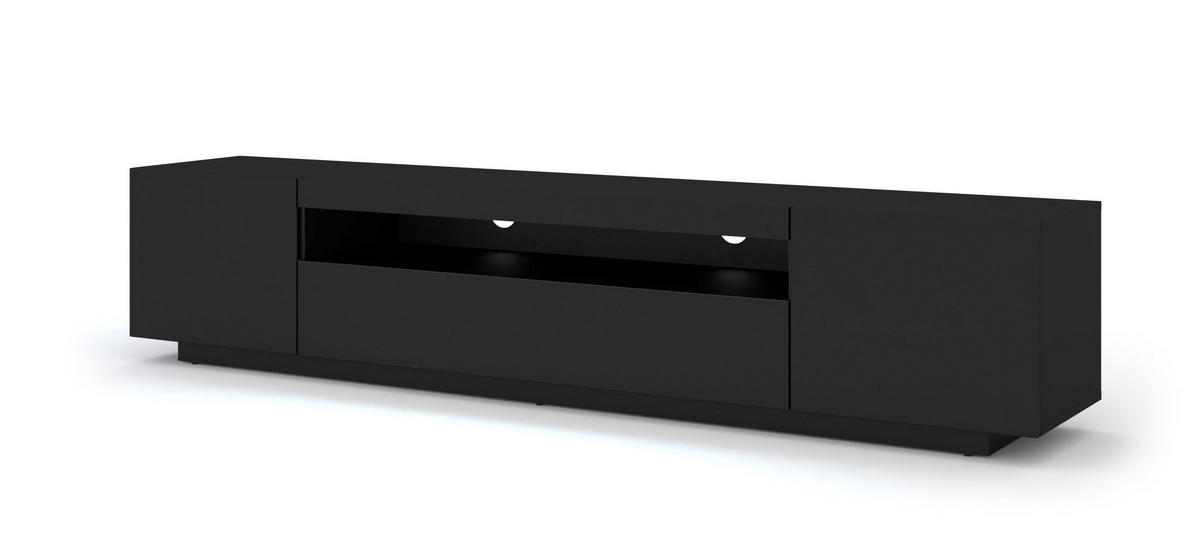 TV LOWBOARD Schwarz 200/42/37 - Schwarz, Holzwerkstoff (200/42/37cm) - RAUMHIRSCH FURNITURE