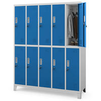 UMKLEIDESCHRANK Spind BERLIN 10 Abteile 172x136x45cm Grau-Blau - Grau, Metall (136/172/45cm) - DELUKE
