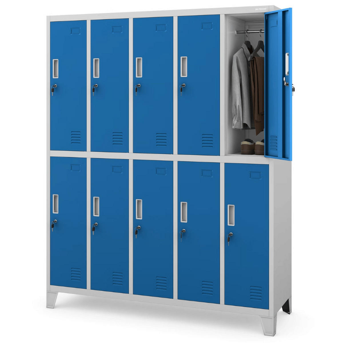 UMKLEIDESCHRANK Spind BERLIN 10 Abteile 172x136x45cm Grau-Blau - Grau, Metall (136/172/45cm) - DELUKE