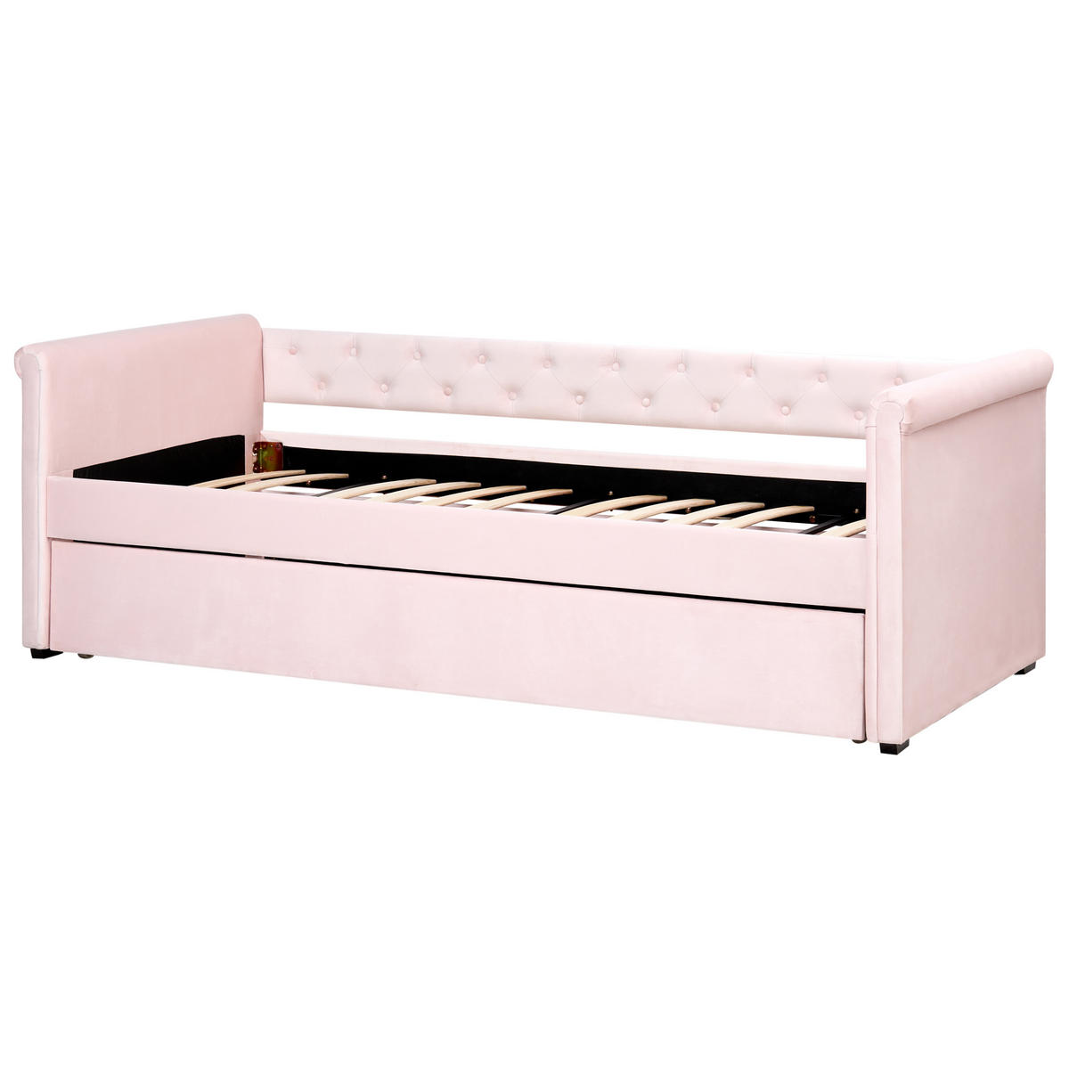 TAGESBETT Rosa 90-200 cm Libourne - Pink, Holz/Textil (90/200cm) - Beliani
