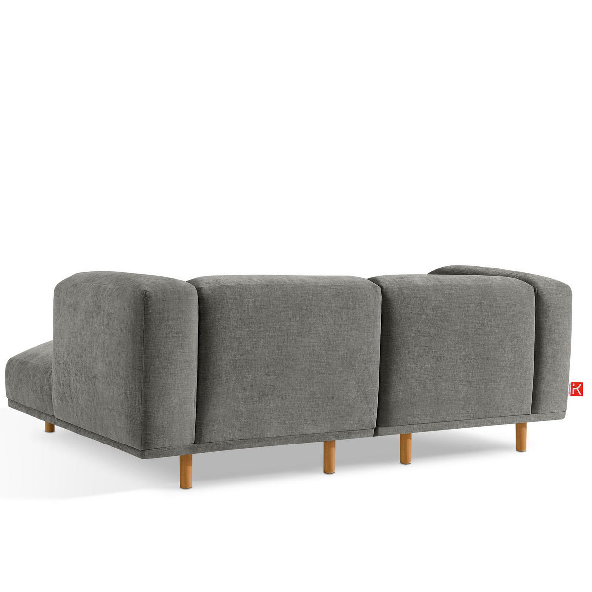ECKSOFA-RECHTS FOSERO, Chenille-Stoff - Buchefarben/Grau, Holz/Holzwerkstoff (204/155cm) - KONSIMO®