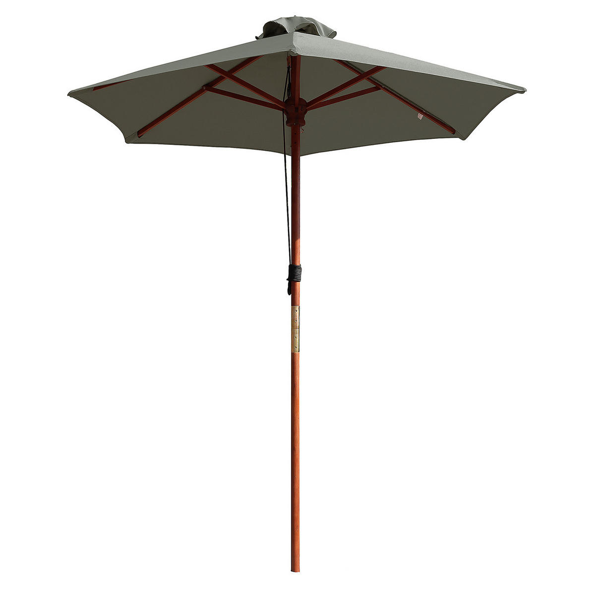 SONNENSCHIRM - Eukalyptus massiv / Polyester - Salbeigrün, Holz/Textil (200/200cm) - home24