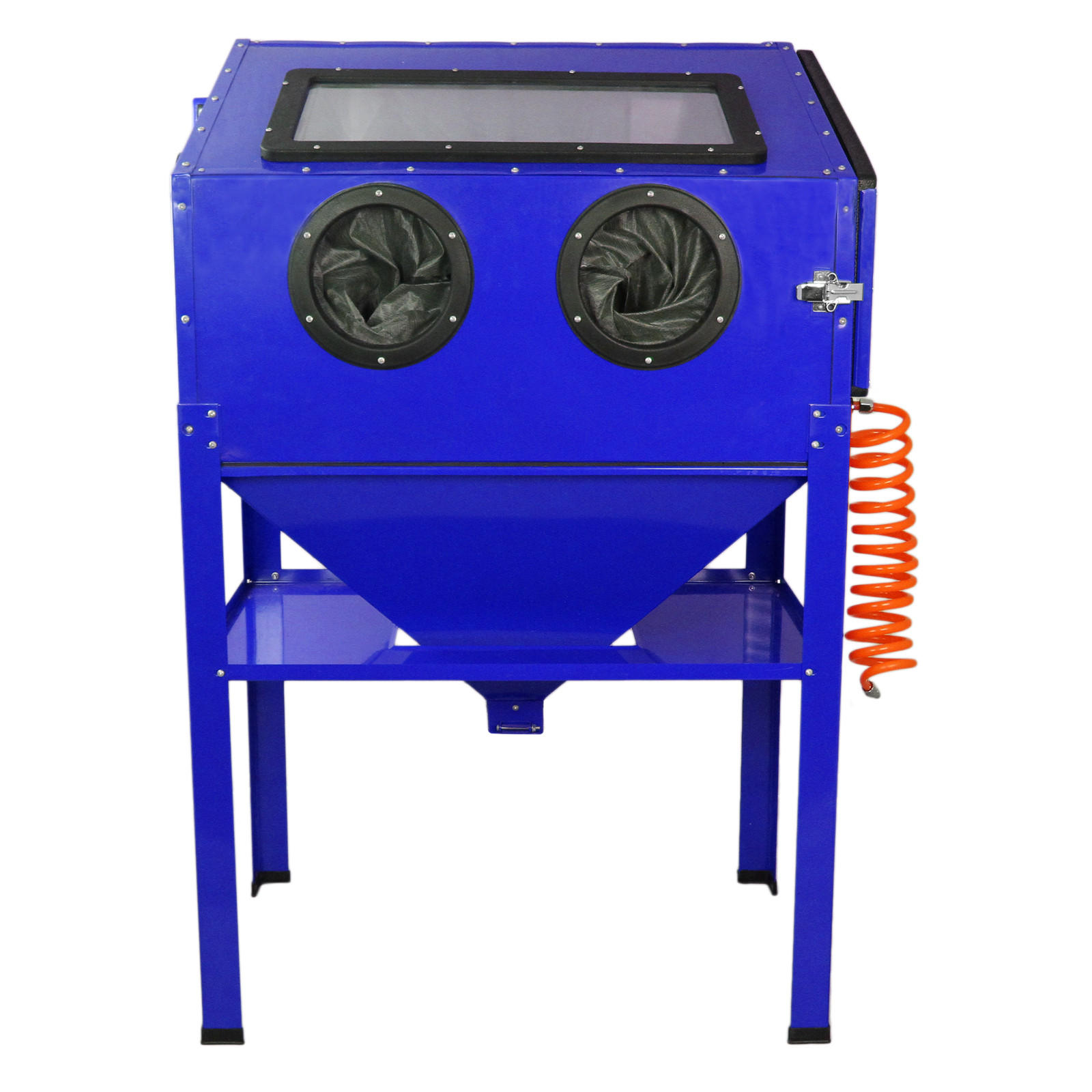 SANDSTRAHLKABINE 220L - Blau, Metall (24/63/91cm) - MaxBlast