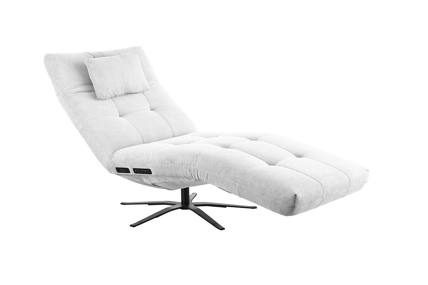 RELAXLIEGE LETICIA Weiß Cord - Schwarz/Weiß, Textil/Metall (82/115/156cm) - KAWOLA