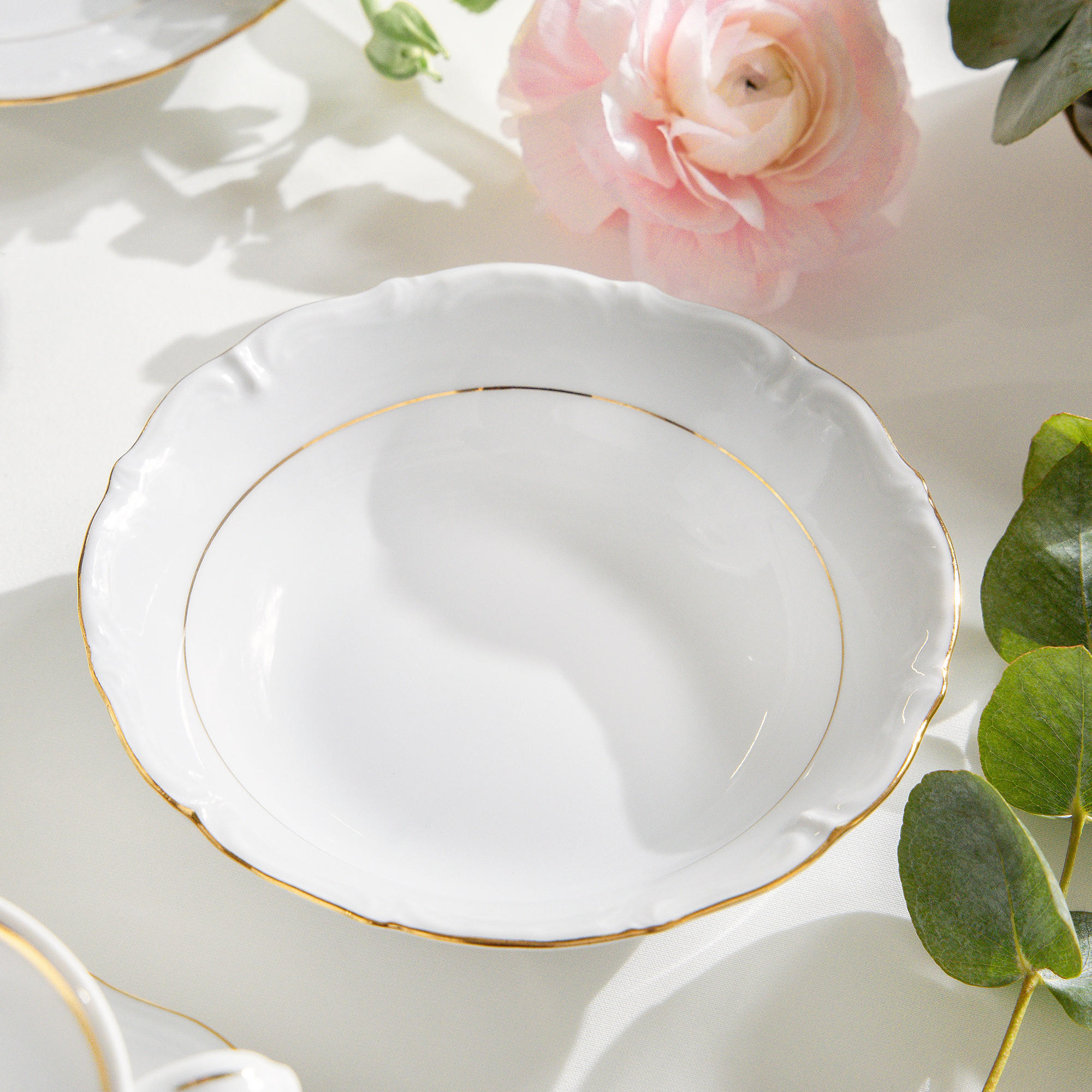 SALATSCHÜSSEL Chodziez MARIA TERESA Porzellan mit Goldrand, Weiß / Gold - Goldfarben/Weiß, Keramik (15cm) - KONSIMO®