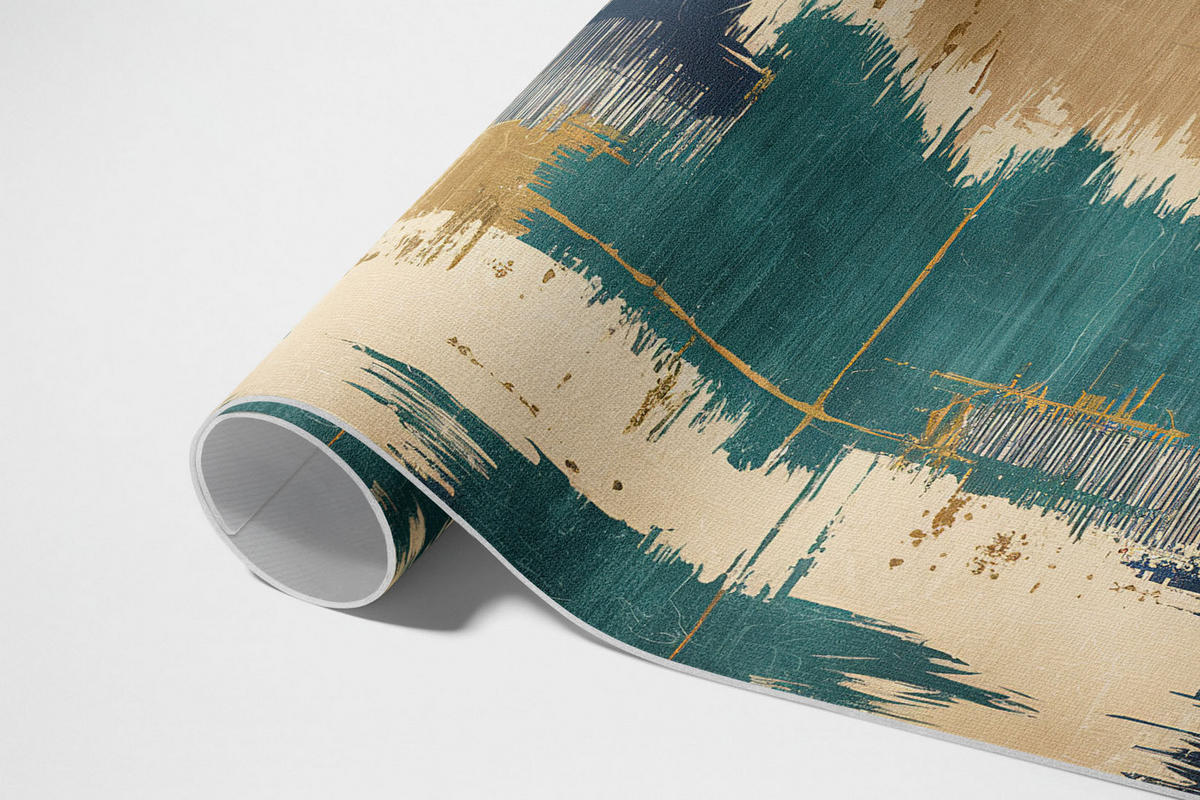 TEPPICH 150x225 cm Abstrakte Farbspuren Retro Effekt - Petrol, Kunststoff (150/225cm) - Wallfluent