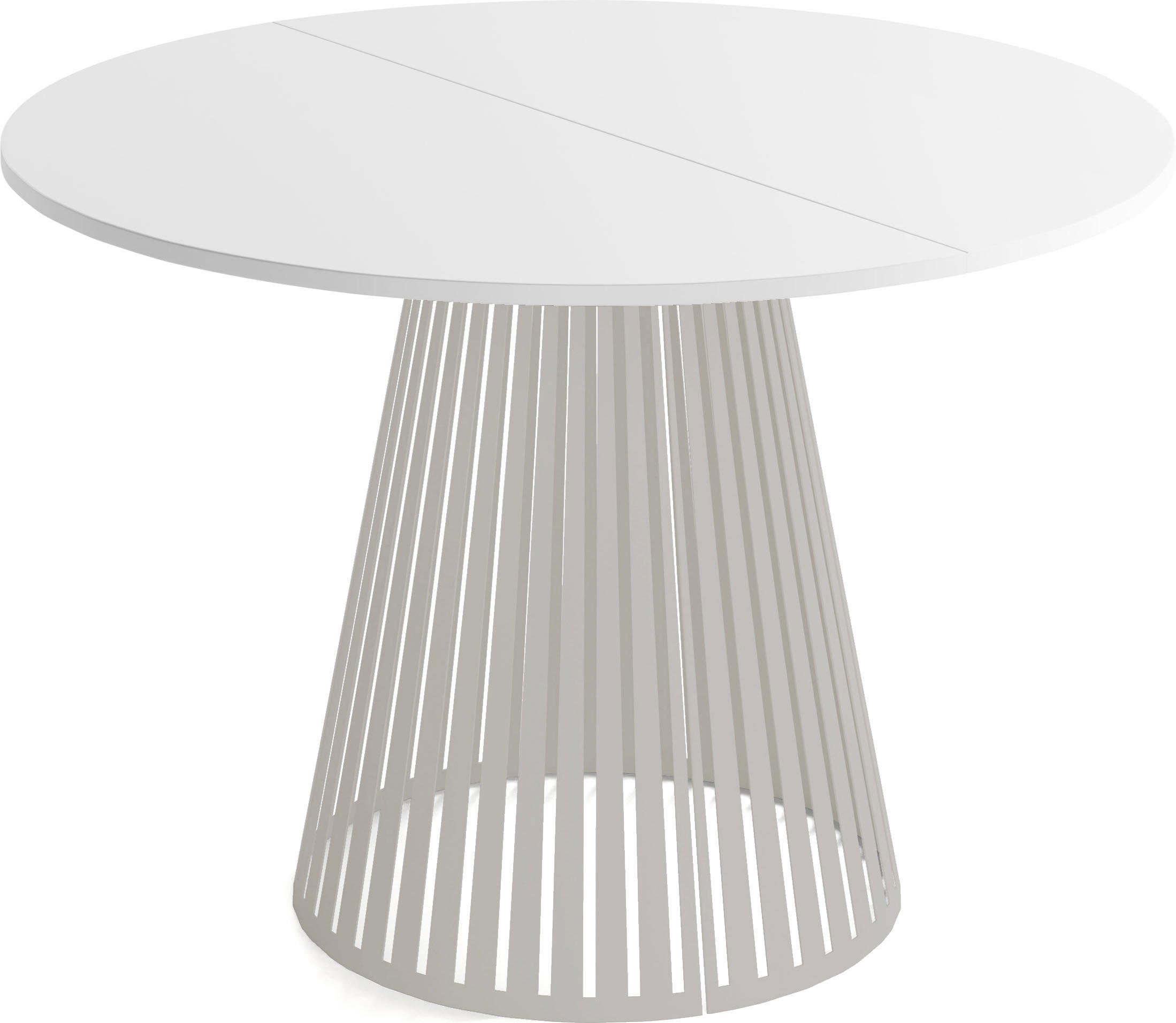 ESSTISCH Naro rund ausziehbar mit Lamellen-Metallgestell in Grau-Beige, Weiß 120-200/120/76 cm - Kaschmir/Beige, Holzwerkstoff/Metall (120/196/76cm) - WFL GROUP
