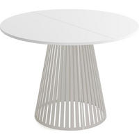 ESSTISCH Naro rund ausziehbar mit Lamellen-Metallgestell in Grau-Beige, Weiß 100-180/100/76 cm - Kaschmir/Beige, Holzwerkstoff/Metall (100/176/76cm) - WFL GROUP