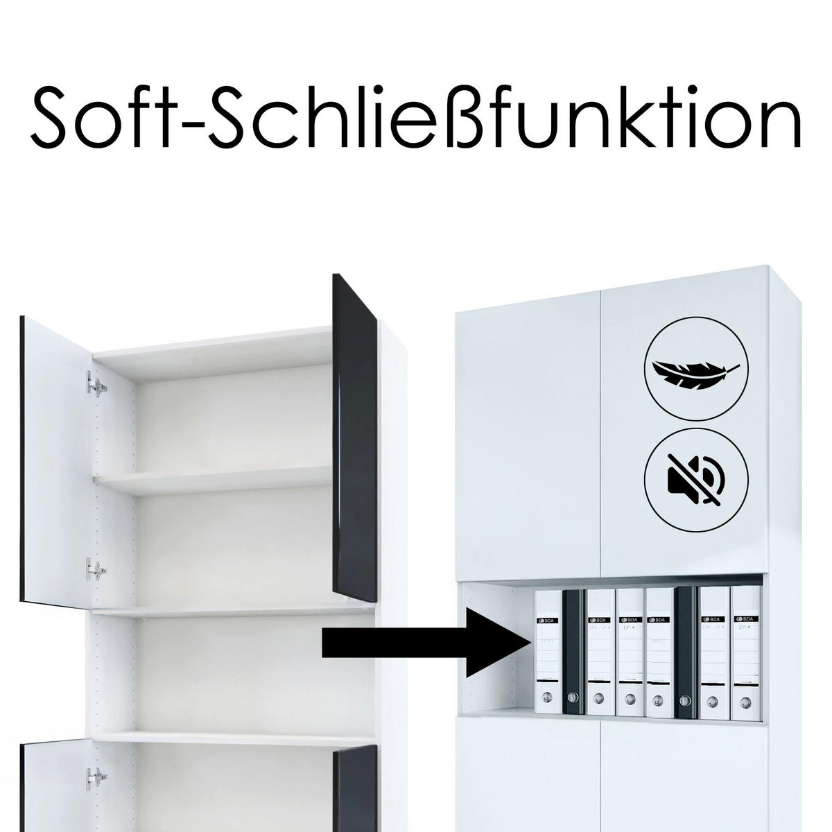 AKTENSCHRANK Elona M2, Büroschrank mit Soft-Close & Push-to-Open, Weiß/ Anthrazit matt (82 x 184 x 37 cm) - Anthrazit, Holzwerkstoff (82/184/37cm) - InnoFurn