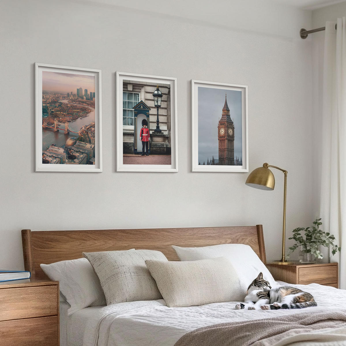 WANDBILDER 3er-Set - 40x60 cm Weißer Rahmen - London Bridge Guardian Big Ben - Weiß, Kunststoff (40/60cm) - ArtPrintCave