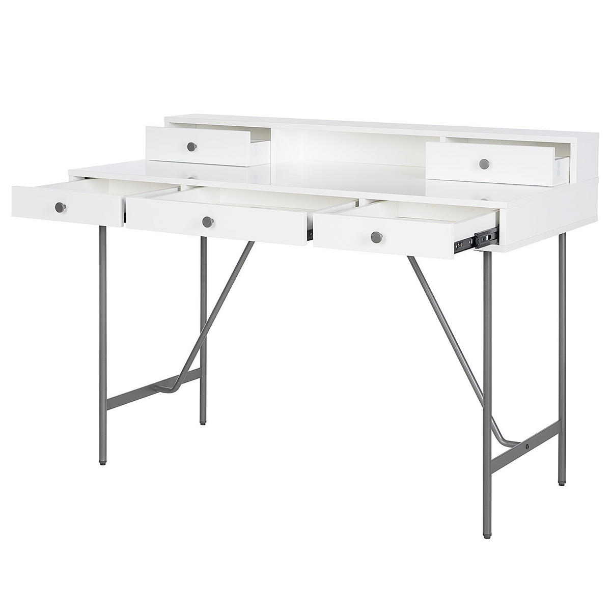 SCHREIBTISCH - Weiß / Schwarz - Weiß, Holzwerkstoff/Metall (55/120/87cm) - home24